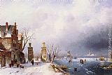Sunlit Canvas Paintings - A Sunlit Winter Landscape